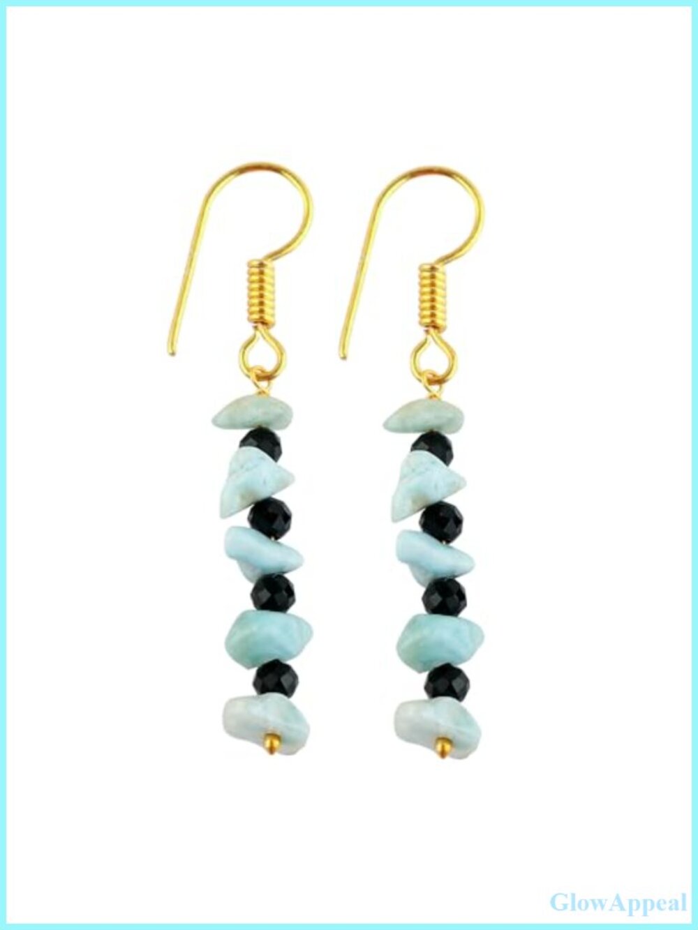 Larimar Crystal Chip Dangle Earrings Handcrafted Brass Hypoallergenic